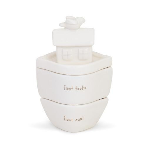  Noah's Ark Ceramic First Tooth and Curl Keepsake Trinket Boxes 