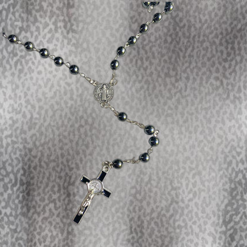  Saint Benedict Hematite Rosary Beads 