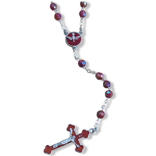  Red Crystal Confirmation Rosary Beads 