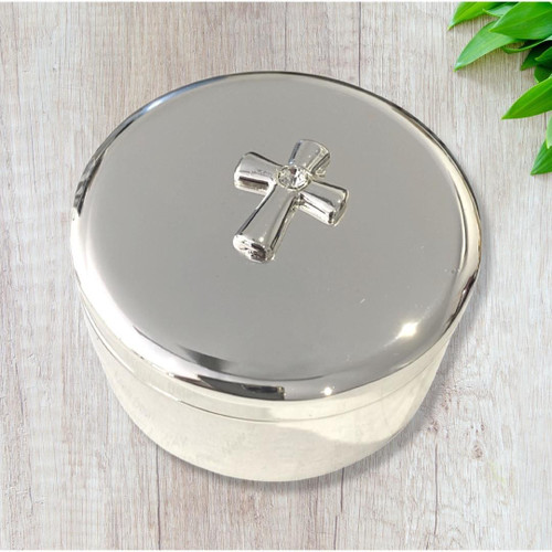  Silver Cross Trinket Box  - engravable 