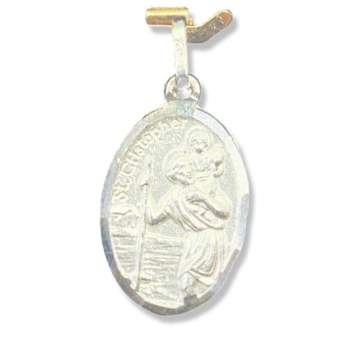  Sterling Silver Oval Saint Christopher Medal 