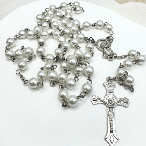 buy white rosary beads for a baptism