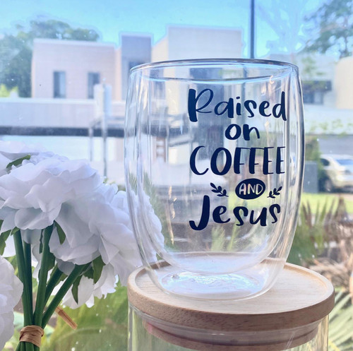  Double Wall Coffee Mug - Raised On Coffee and Jesus 