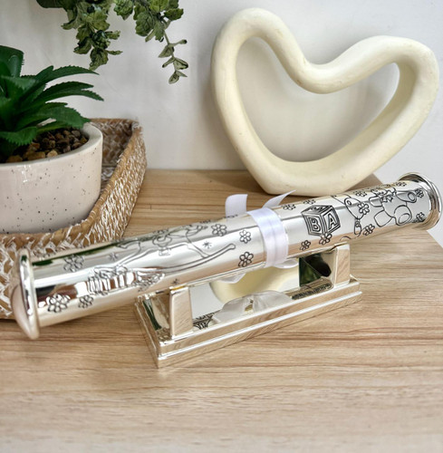  Silver-plated Christening Certificate Holder with Stand 