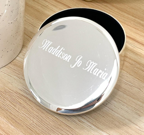  Silver-plated Round Trinket Box - Engraving Included 