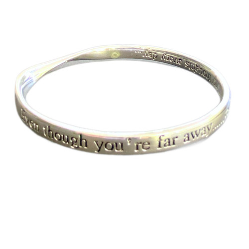  'Even Though You're Far Away' Silver-plated Bangle 