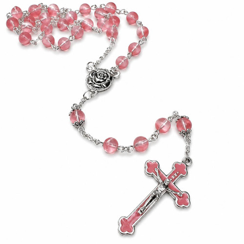 Crystal Faith Collection Cherry Quartz  Rosary Beads - Rosary Beads Australia 