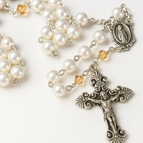Crystal Faith Collection Personalised Swarovski Crystal and Pearl Rosary Beads  Crystal Faith Collection Personalised Swarovski Crystal and Pearl Rosary Beads