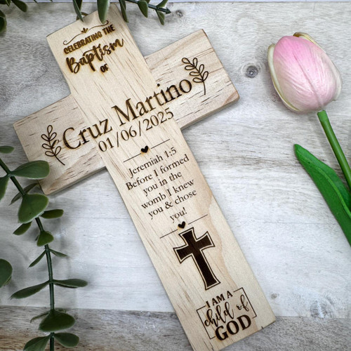 Personalised Wooden Baptism Cross - Baptism Gift - 3 Designs   Personalised Wooden Baptism Cross - Baptism Gift - 3 Designs
