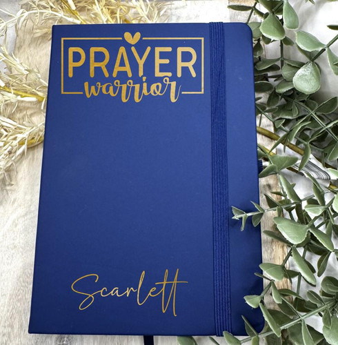  'Prayer Warrior' Notebook for Confirmation or Communion - Blue or Red 