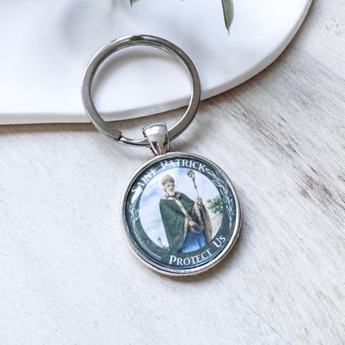  Round Saint Patrick Colour Keyring 