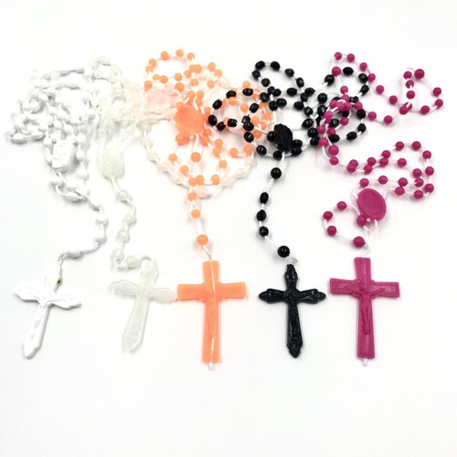  Plastic Corded Rosary Beads - Many colours- Bulk School Purchases 