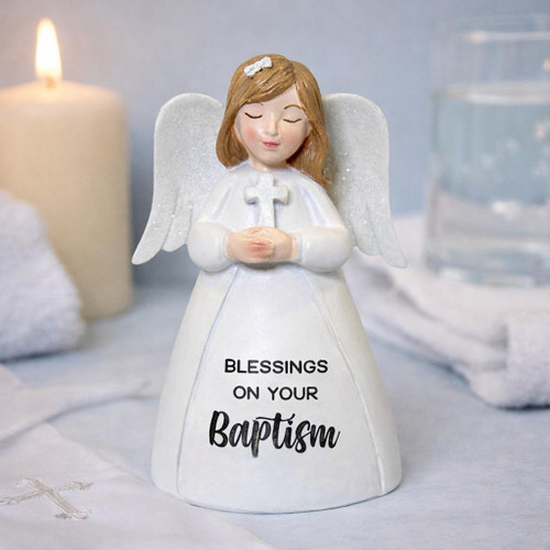  Baptism Blessings Angel Statue – 105mm Resin Keepsake Gift 