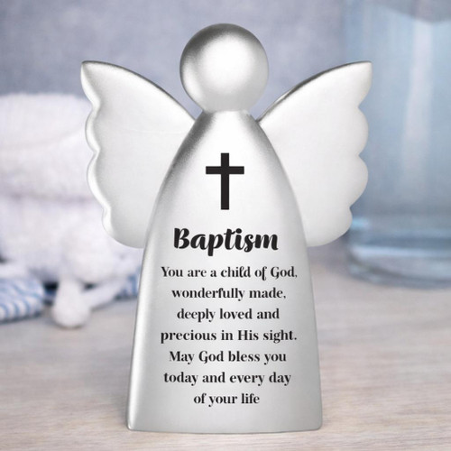  Baptism Angel Keepsake – Silver Finish Religious Gift 