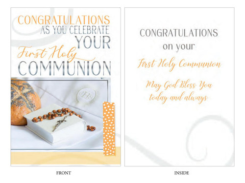 First Holy Communion Congratulations Card – Foil Embossed | Bulk Communion Card 