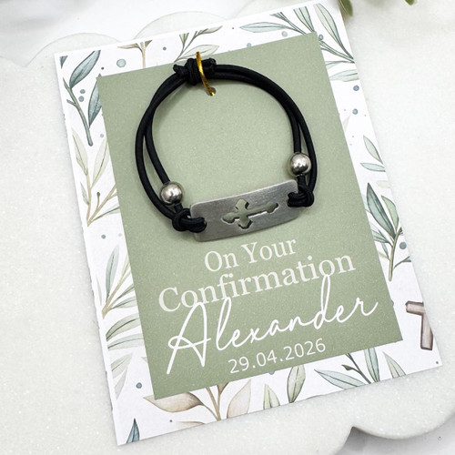  Personalised Confirmation Bracelet – Engraved Cross Bracelet Gift 