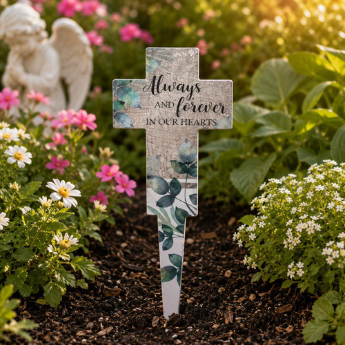  17cm Memorial Cross Garden Stake | 6 Assorted Remembrance Designs 