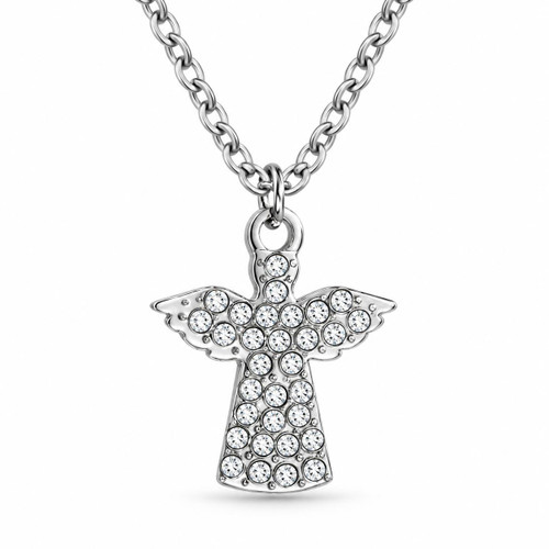  Crystal Angel Stainless Steel Necklace – Boxed Religious Gift 