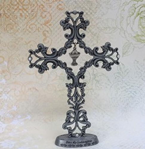 Bless My Goddaughter Pewter Communion Cross