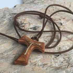  Olive Wood Tau Crucifix 