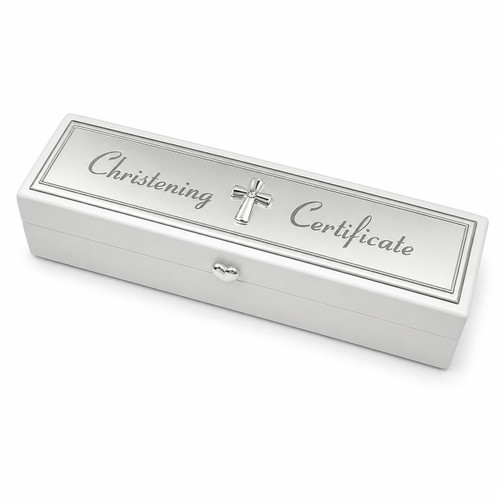  Silver and White Christening Certificate Holder 