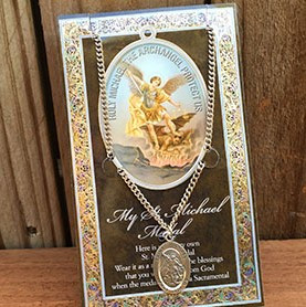 Saint Michael Pewter and Stainless Steel Boys Necklace