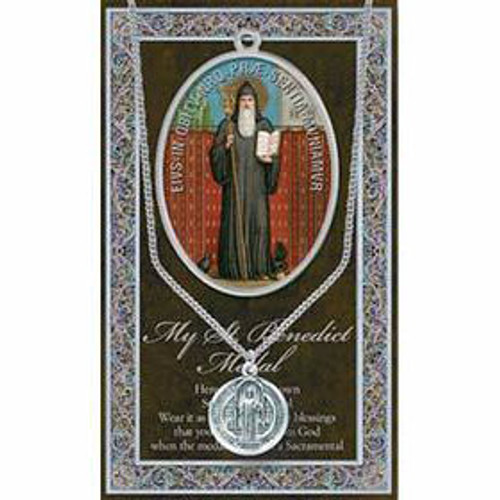 Saint Benedict Pewter and Stainless Steel Boys Necklace