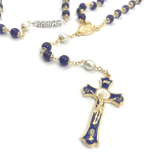 buy blue rosary beads holy mass rosary