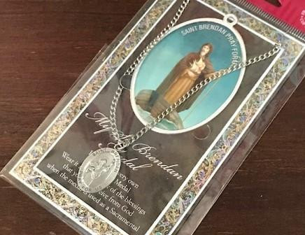  Saint Brendan Pewter Medal with chain 