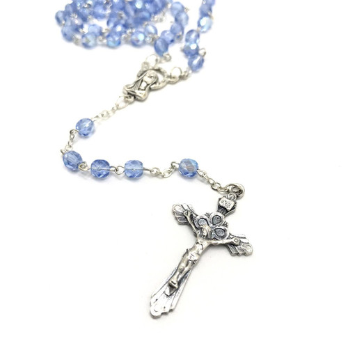  Blue Personalised Rosary Beads - Crystal 5mm 
