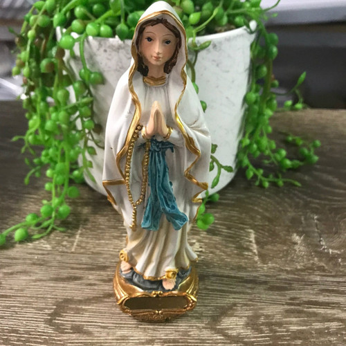 Our Lady of Lourdes Resin Statue - 12cm Catholic Statues