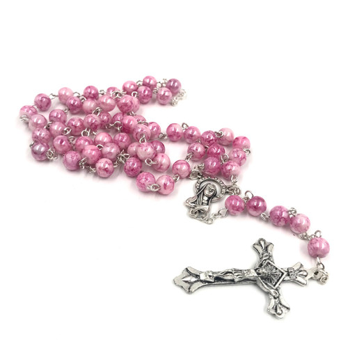 buy pink catholic rosary beads