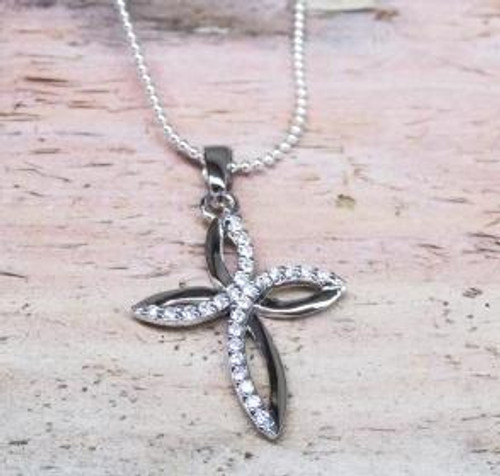  Sterling Silver and Cubic Zirconia Cross Pendant 