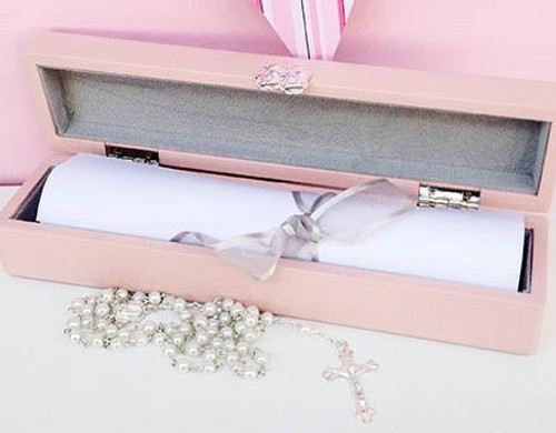  Christening Certificate box - Pink or blue 