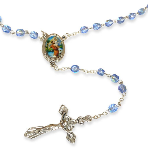 Blue Saint Christopher Personalised Rosary Beads 