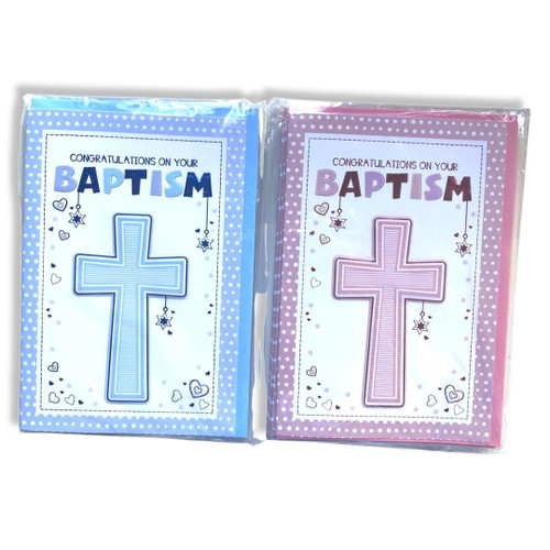  'Congratulations On Your Baptism’ Greeting Card - Pink or Blue 