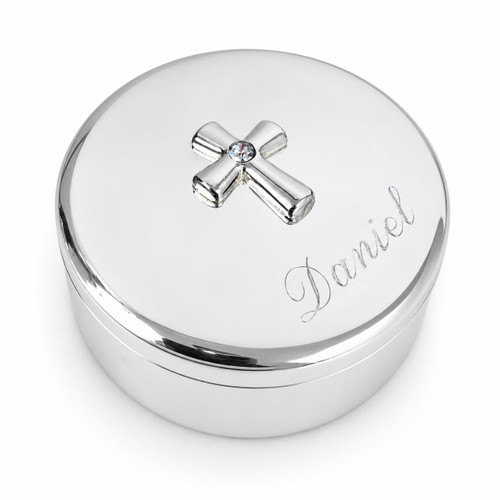  Silver Cross Trinket Box  - engravable 