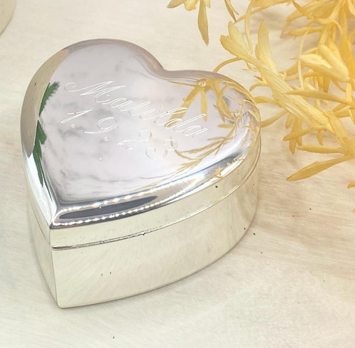 Silver-plated Heart Trinket Box - Engraving Included   Silver-plated Heart Trinket Box - Engraving Included