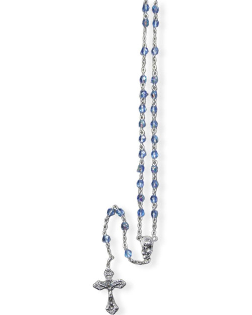  Blue Personalised Rosary Beads - Crystal 4mm 