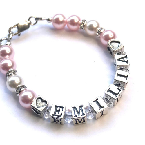 Crystal Faith Collection Girls Personalised  Bracelet - 'Adored' 