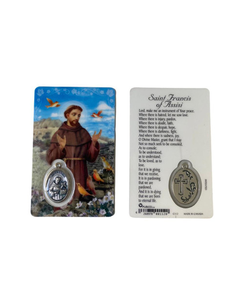  Saint Francis Laminated Holy Card with Medal 