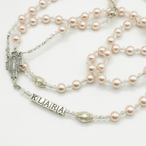  Swarovski Pearl & Crystal Catholic Personalised Rosary Beads - Rosaline 