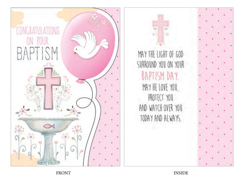 'Congratulations on your Baptism' - Blue or Pink Baptism Card 