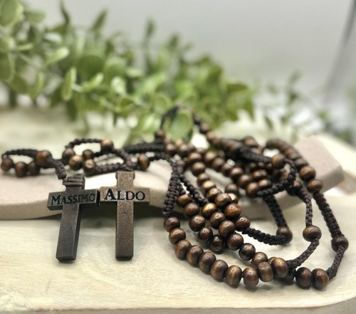  Dark wood Corded Rosary - personalise 
