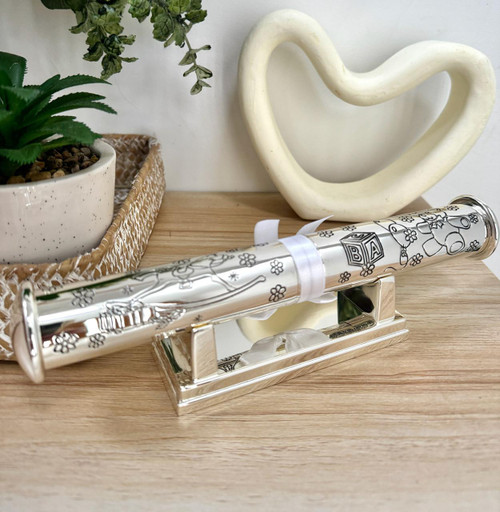  Silver-plated Christening Certificate Holder with Stand 