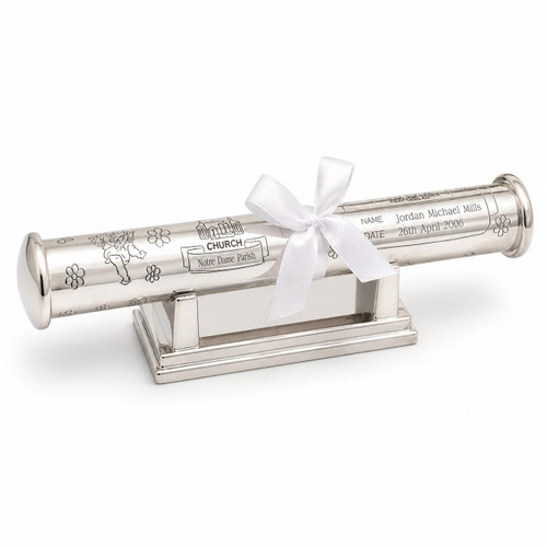  Silver-plated Christening Certificate Holder with Stand 