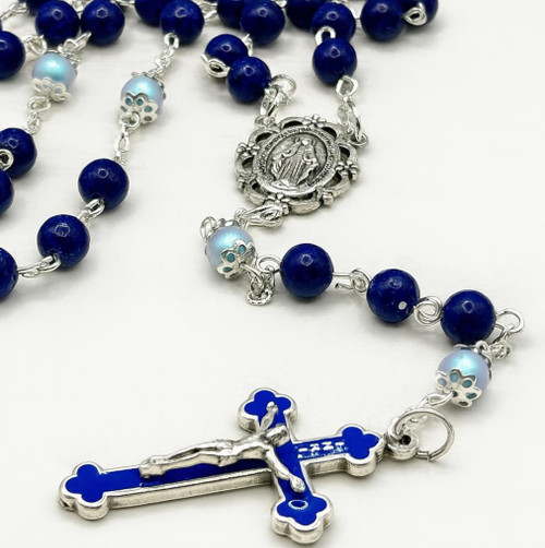  Lapis Lazuli and Swarovski Rosary Beads 