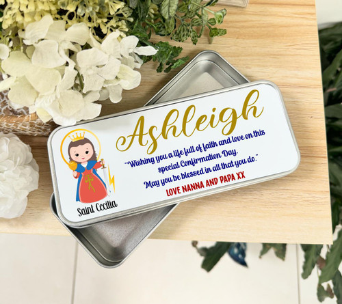  Personalised Saint Pencil Tin - Personalised Gift for Communion or Confirmation 