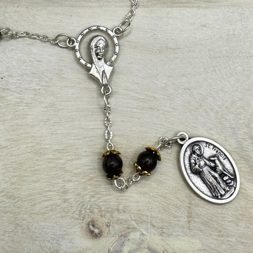  Brown Mahogany Jasper Chaplet Of Saint Francis of Assisi 
