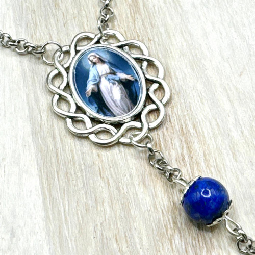 Crystal Faith Collection Blue Miraculous Car Rosary Beads - Exclusive to Gifted Memories Faith 